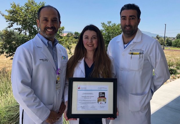 El Hospital Temecula Valley recibe las pautas: Objetivo Stroke Gold Plus: Premio al logro de calidad Stroke Elite Plus