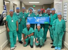 SWH Temecula surgery team holding the MitraClip.
